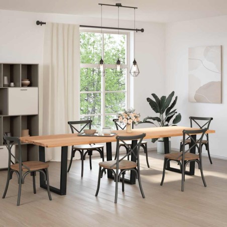 vidaXL Esstisch mit Baumkanten 320x100x74 cm Massivholz Eiche
