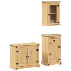 vidaXL 3-tlg. Badmöbel-Set CoronaMassivholz Kiefer