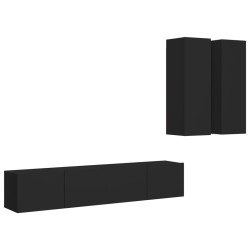 vidaXL 4-tlg. TV-Schrank-Set Schwarz Holzwerkstoff