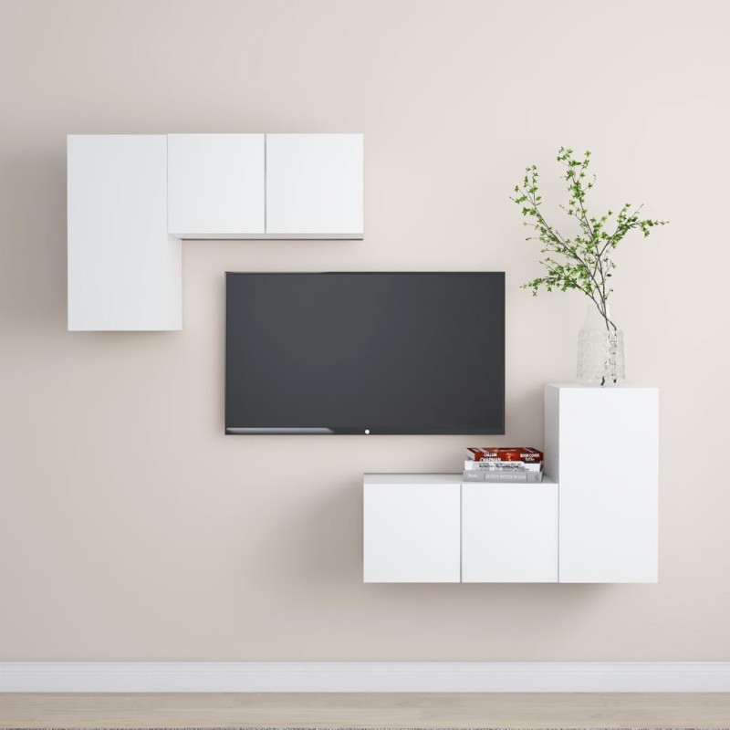 vidaXL 4-tlg. TV-Schrank-Set Weiß Holzwerkstoff vidaXL 4-tlg. TV-Schrank-Set Weiß Holzwerkstoff