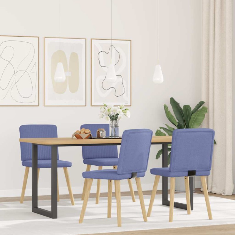 vidaXL Esszimmerstühle 4 Stk. Jeansblau Stoff