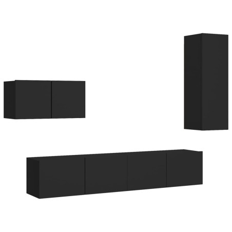 vidaXL 4-tlg. TV-Schrank-Set Schwarz Holzwerkstoff