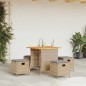 vidaXL 5-tlg. Garten-Essgruppe mit Kissen Beige Poly Rattan vidaXL 5-tlg. Garten-Essgruppe mit Kissen Beige Poly Rattan