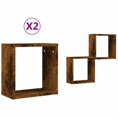 vidaXL Würfelregale 2 Stk. Räuchereiche 30x15x30 cm