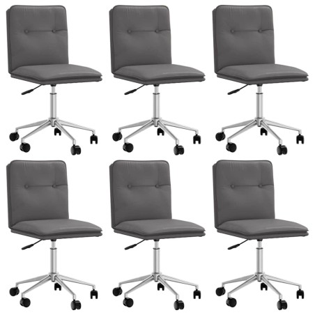 vidaXL Esszimmerstühle 6 Stk. Grau Kunstleder