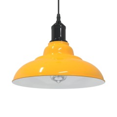 vidaXL Pendelleuchte Höhenverstellbar E27 Gelb Glänzend Ø 31 cm Metall