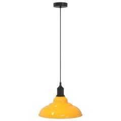 vidaXL Pendelleuchte Höhenverstellbar E27 Gelb Glänzend Ø 31 cm Metall