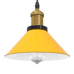 vidaXL Pendelleuchte Höhenverstellbar E27 Gelb Glänzend Ø 22 cm Metall