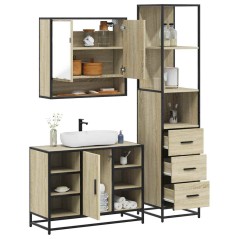 vidaXL 3-tlg. Badmöbel-Set Sonoma-Eiche Holzwerkstoff
