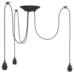 vidaXL Pendelleuchte mit 3 Fassungen E27 Schwarz Metall
