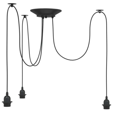 vidaXL Pendelleuchte mit 3 Fassungen E27 Schwarz Metall