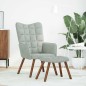 vidaXL Relaxsessel mit Hocker Hellgrau Samt vidaXL Relaxsessel mit Hocker Hellgrau Samt