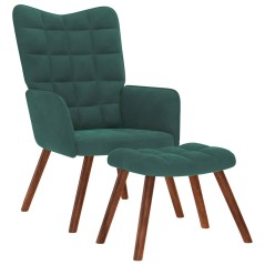 vidaXL Relaxsessel mit Hocker Dunkelgrün Samt