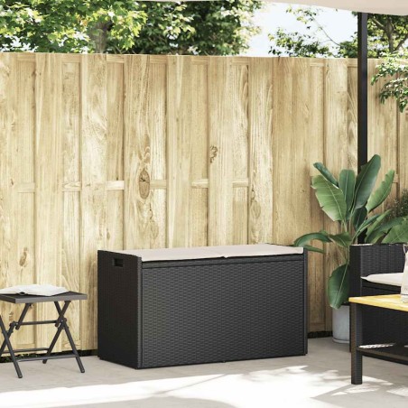 vidaXL Outdoor-Sitzbank mit Stauraum und Kissen Schwarz 100 cm