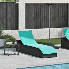 vidaXL Klappliege mit Auflage und Stauraum Schwarz Poly-Rattan
