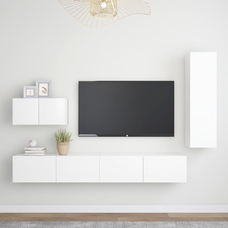 4-tlg. TV-Schrank-Set Weiß Holzwerkstoff 4-tlg. TV-Schrank-Set Weiß Holzwerkstoff