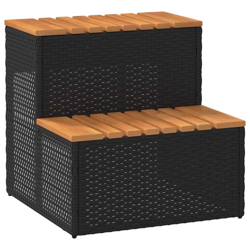 vidaXL Whirlpooltreppe Schwarz 50x50x50,5 cm Poly Rattan Akazie Massiv vidaXL Whirlpooltreppe Schwarz 50x50x50,5 cm Poly Rattan Akazie Massiv