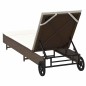 vidaXL Sonnenliege mit Rollen und Auflage Braun Poly Rattan vidaXL Sonnenliege mit Rollen und Auflage Braun Poly Rattan
