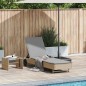 vidaXL Sonnenliege mit Rollen und Auflage Beige Poly Rattan vidaXL Sonnenliege mit Rollen und Auflage Beige Poly Rattan