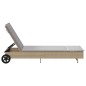 vidaXL Sonnenliege mit Rollen und Auflage Beige Poly Rattan vidaXL Sonnenliege mit Rollen und Auflage Beige Poly Rattan