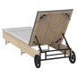 vidaXL Sonnenliege mit Rollen und Auflage Beige Poly Rattan vidaXL Sonnenliege mit Rollen und Auflage Beige Poly Rattan