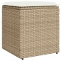 vidaXL Gartenhocker mit Kissen 2 Stk. Beige 40x40x43 cm Poly Rattan vidaXL Gartenhocker mit Kissen 2 Stk. Beige 40x40x43 cm Poly Rattan