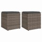 vidaXL Gartenhocker mit Kissen 2 Stk. Grau 40x40x43 cm Poly Rattan vidaXL Gartenhocker mit Kissen 2 Stk. Grau 40x40x43 cm Poly Rattan