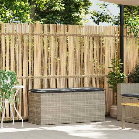 vidaXL Gartenbank mit Kissen Hellgrau 110x40x44 cm Poly Rattan