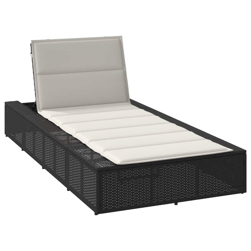 vidaXL Sonnenliege mit schwebender Auflage Schwarz Poly Rattan vidaXL Sonnenliege mit schwebender Auflage Schwarz Poly Rattan