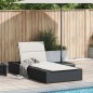 vidaXL Sonnenliege mit schwebender Auflage Schwarz Poly Rattan vidaXL Sonnenliege mit schwebender Auflage Schwarz Poly Rattan