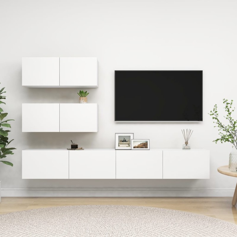 vidaXL 4-tlg. TV-Schrank-Set Weiß Holzwerkstoff vidaXL 4-tlg. TV-Schrank-Set Weiß Holzwerkstoff