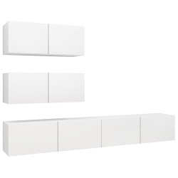 vidaXL 4-tlg. TV-Schrank-Set Weiß Holzwerkstoff