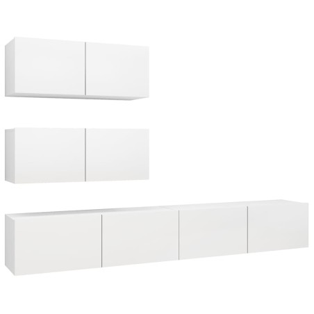 vidaXL 4-tlg. TV-Schrank-Set Weiß Holzwerkstoff