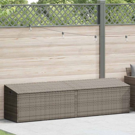 vidaXL Garten-Auflagenbox Grau 220x50x58 cm Poly Rattan