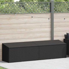 vidaXL Garten-Auflagenbox Schwarz 220x50x58 cm Poly Rattan