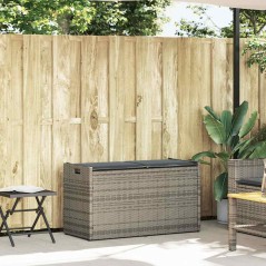 vidaXL Outdoor-Sitzbank mit Stauraum und Kissen Grau 100 cm