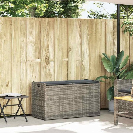 vidaXL Outdoor-Sitzbank mit Stauraum und Kissen Grau 100 cm