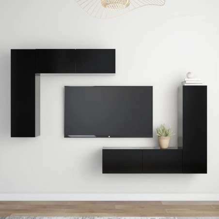4-tlg. TV-Schrank-Set Schwarz Holzwerkstoff