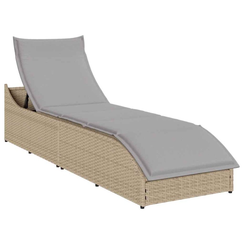 vidaXL Klappliege mit Auflage und Stauraum Beige Poly-Rattan vidaXL Klappliege mit Auflage und Stauraum Beige Poly-Rattan