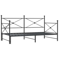 vidaXL Tagesbett Ausziehbar ohne Matratze Schwarz 100x200 cm Stahl