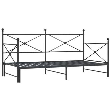 vidaXL Tagesbett Ausziehbar ohne Matratze Schwarz 100x200 cm Stahl
