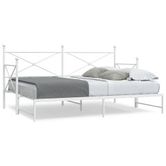 vidaXL Tagesbett Ausziehbar ohne Matratze Weiß 90x200 cm Stahl