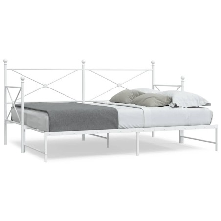 vidaXL Tagesbett Ausziehbar ohne Matratze Weiß 90x200 cm Stahl