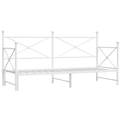 vidaXL Tagesbett Ausziehbar ohne Matratze Weiß 90x200 cm Stahl