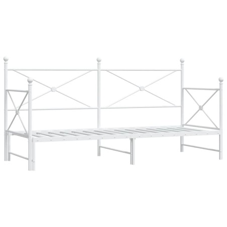 vidaXL Tagesbett Ausziehbar ohne Matratze Weiß 90x200 cm Stahl