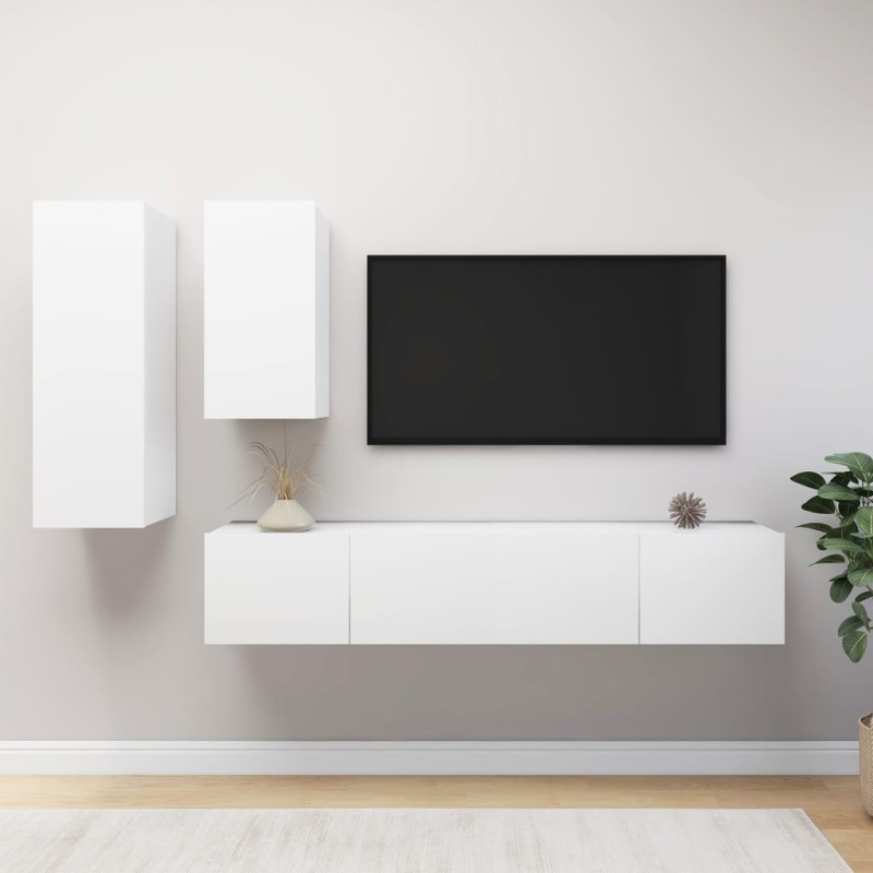 vidaXL 4-tlg. TV-Schrank-Set Weiß Holzwerkstoff vidaXL 4-tlg. TV-Schrank-Set Weiß Holzwerkstoff