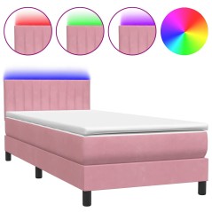 vidaXL Boxspringbett mit Matratze Rosa 90x220 cm Samt