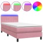vidaXL Boxspringbett mit Matratze Rosa 90x220 cm Samt