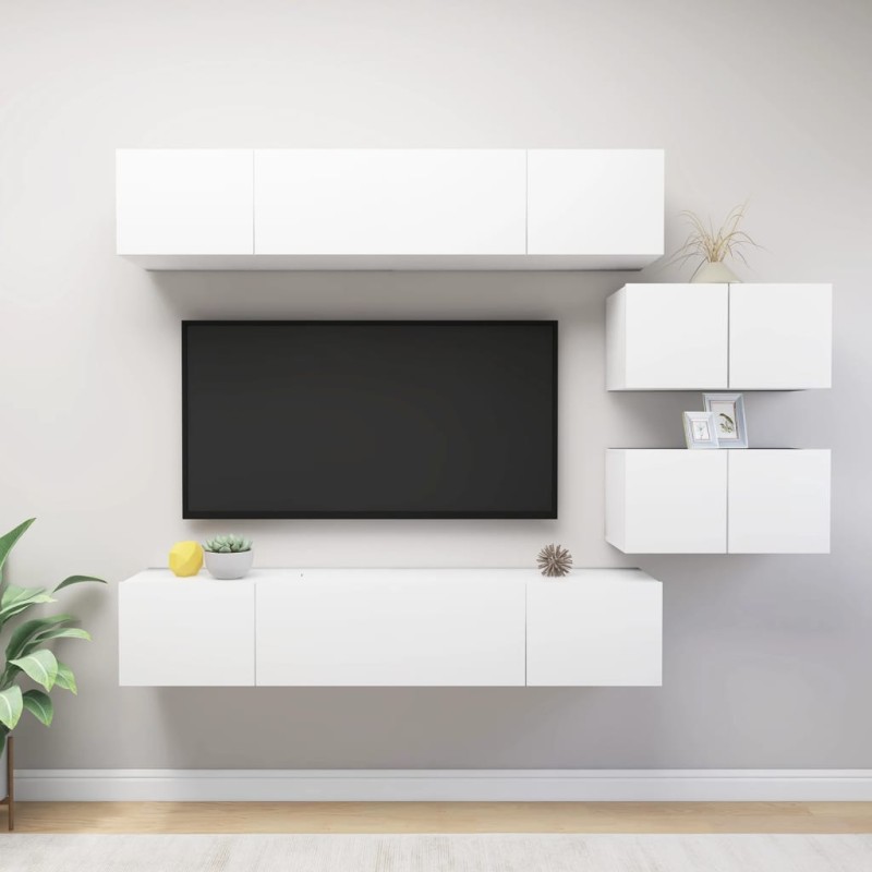 vidaXL 6-tlg. TV-Schrank-Set Weiß Holzwerkstoff vidaXL 6-tlg. TV-Schrank-Set Weiß Holzwerkstoff