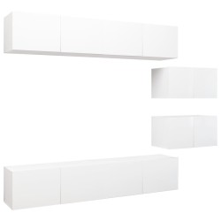 vidaXL 6-tlg. TV-Schrank-Set Weiß Holzwerkstoff
